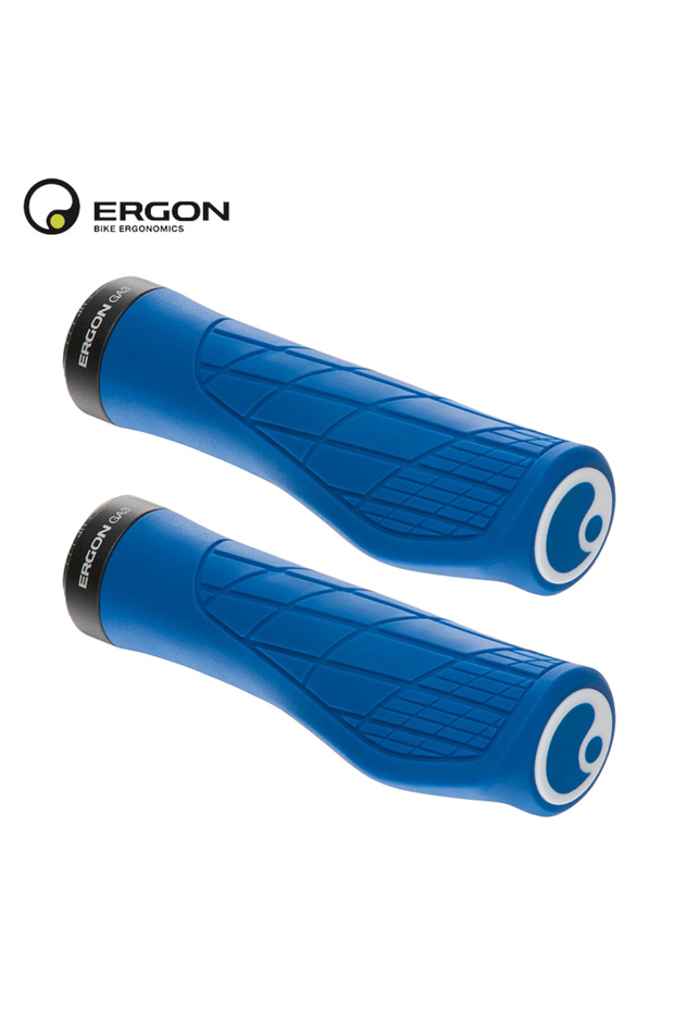 GA3-Blue Ergon GA3 Ergonomic All-Mountain Bike Grips Comfort & Wrist Support for MTB Trail Non-Slip