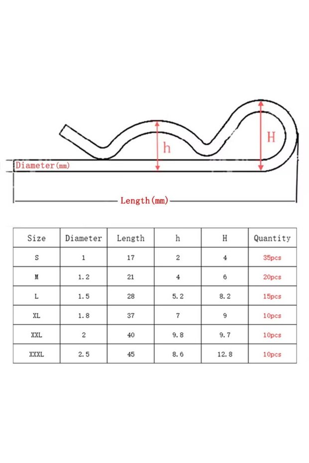 100PCS boxed Safety Pin Cotter Pins Clip Splitpins Metal Wave Type R Type Insurance Safety Hardware