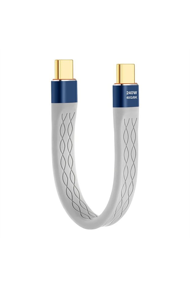 Grey USB4 Data Cable 40Gbps USB C to Type C Short Cable PD 240W 8K 60Hz for Thunderbolt 3/4 iPhone 1