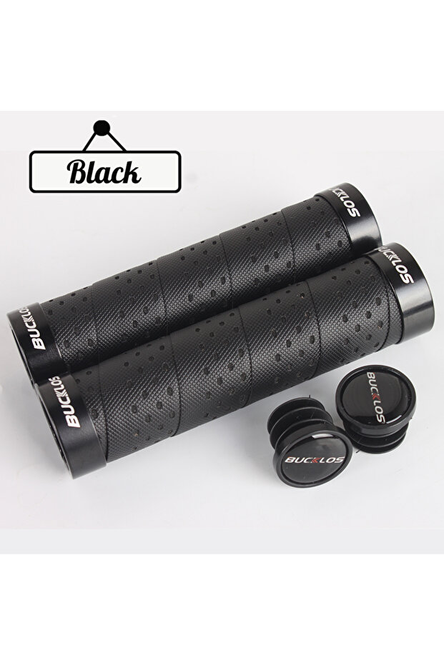 Black Bicycle Grips Bike Handlebar Grips Non-slip Aluminum Double Lock Bicycle Handl