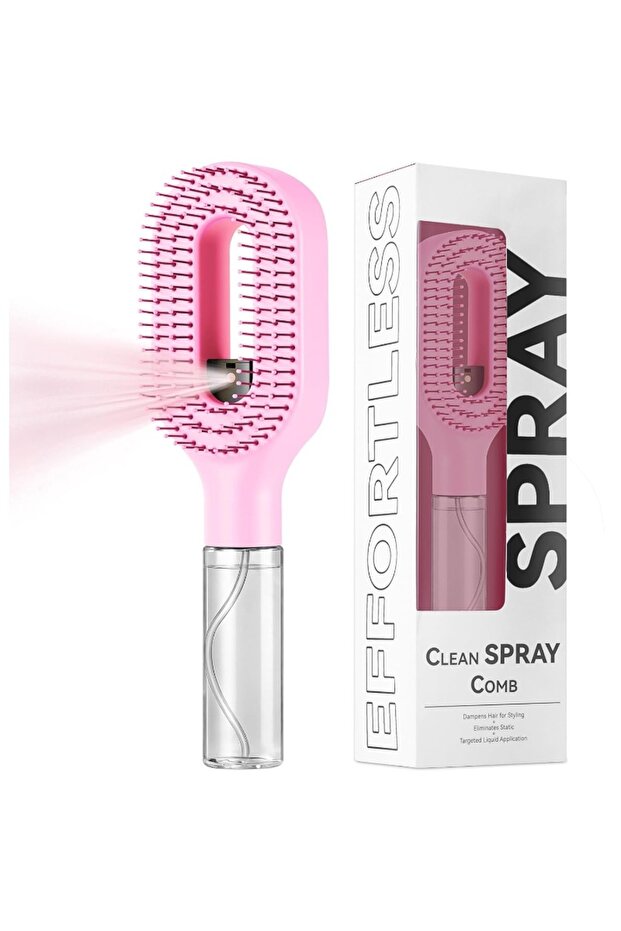 Pink-1pc Hairbrush Sprayer Brush 2 in 1 Multi-functional Spray Bottle Comb with Water Spray Detangli