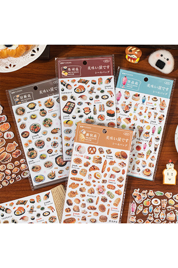 S26855-A Mr. Paper 8pcs Ancient Showa Style Tasty House Food Theme Landscape Stickers DIY Diary Note