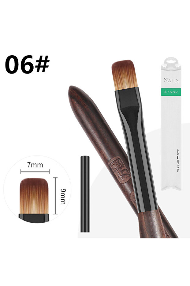 G-B00547-06 1/6PCS Acrylic Nail Brush Pen for Powder Manicure Round Wood Handle Gel Builder Brushes