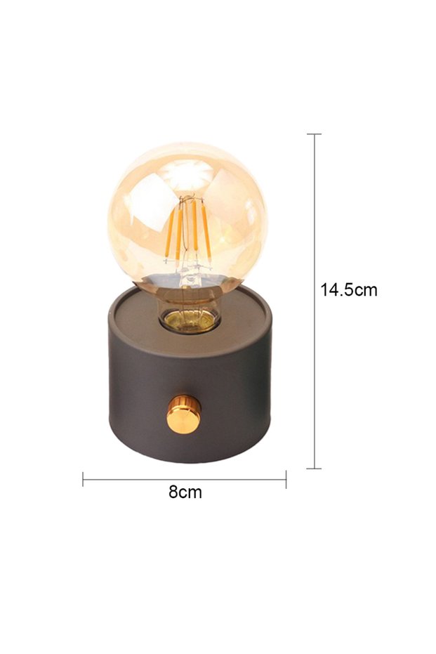 Black Battery LED Night Light Battery Powered Bulb Lamp Desktop Office Light Retro Bulb Shape Night