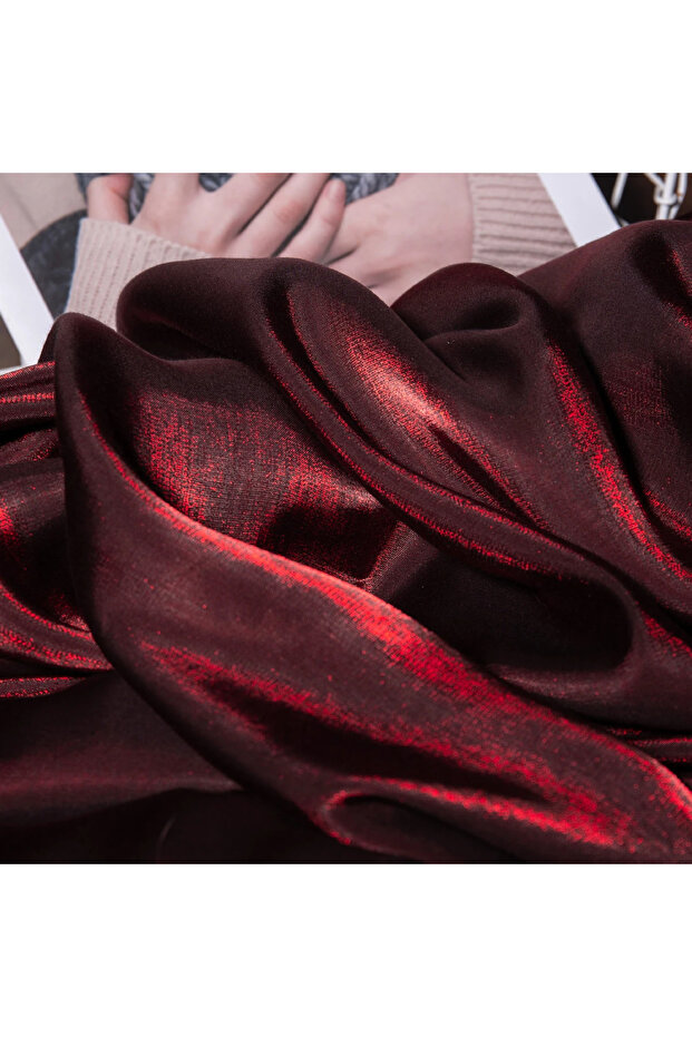 150 x 100 cm Claret Glitter Wine Red Fabric for Party Dress, Glazed Silk Fabrics by Meters, Gradient