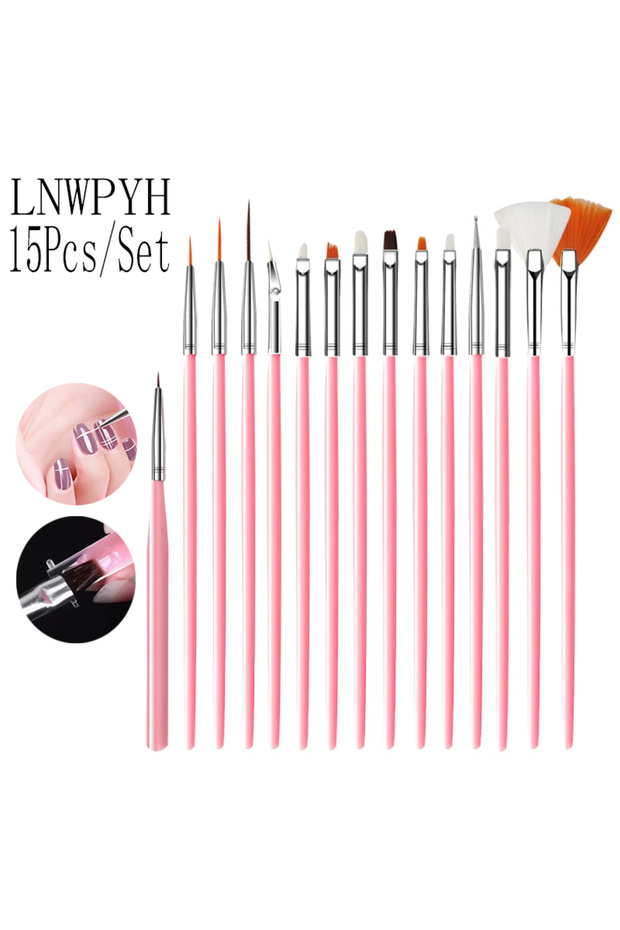 ZYD101 15pcs Nail Art Liner Brush Kit UV Gel Nail Brush Set French Stripe Line Painting Drawing Flow