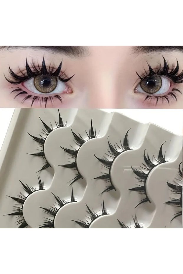 Anime Style False Eyelashes, Dramatic Demon Cartoon Design, Reusable D-Curve Lashes, Perfect for Ani