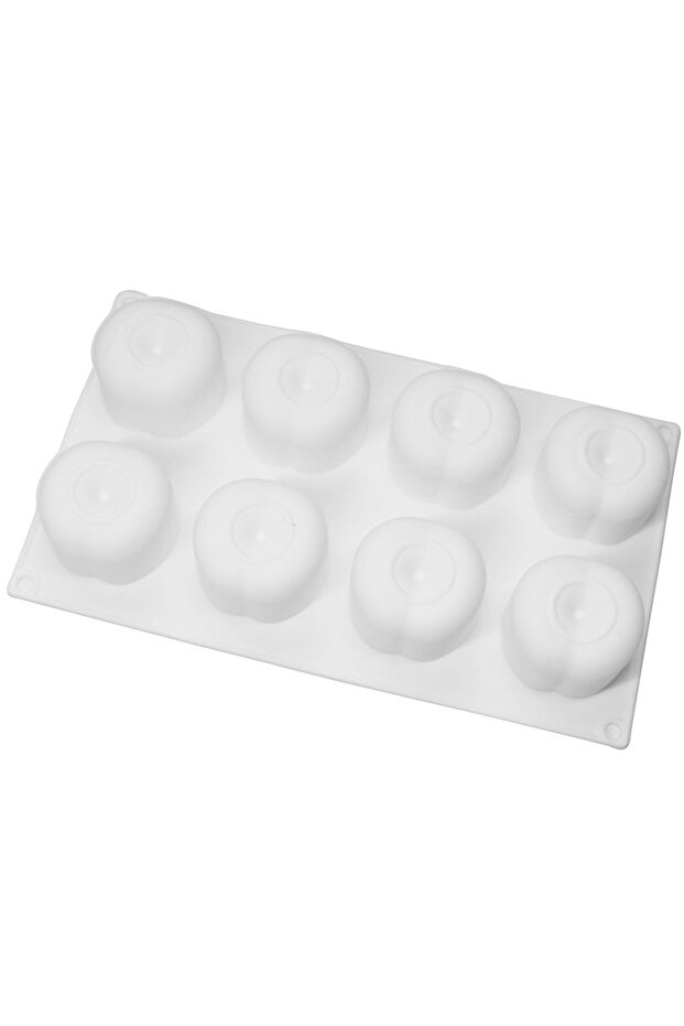 white 8 Holes 3D Apple Cake Moulds Silicone Mold Mousse Art Pan for Ice Creams Chocolates Pudding Je