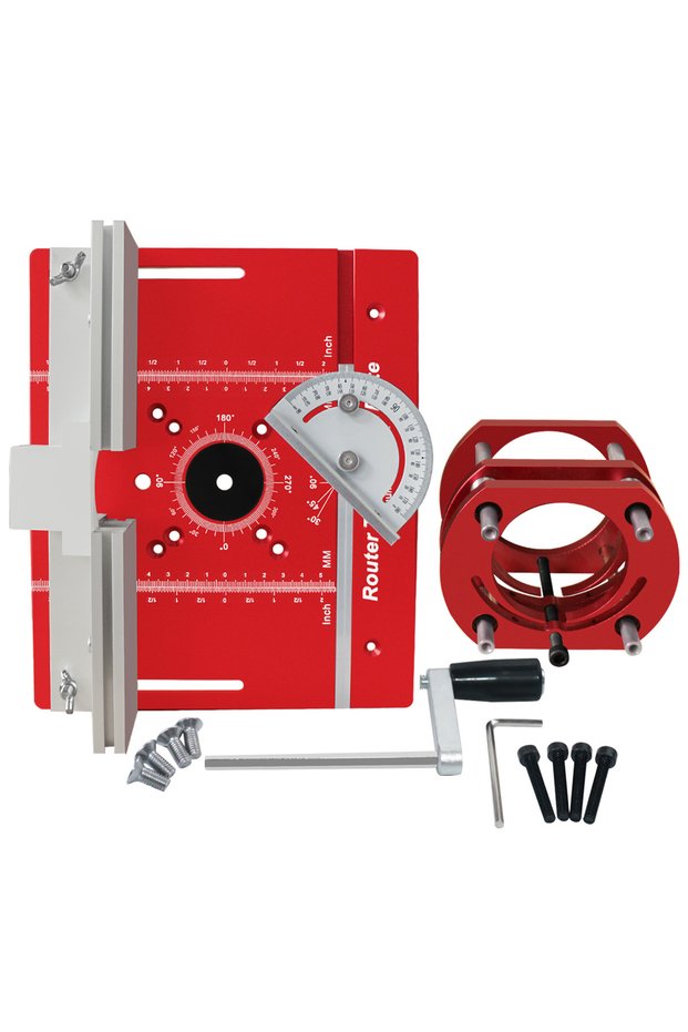 1pc Red With Lift Base New Router Table Insert Plate Set, Router Lifts for Router Table Insert Plate