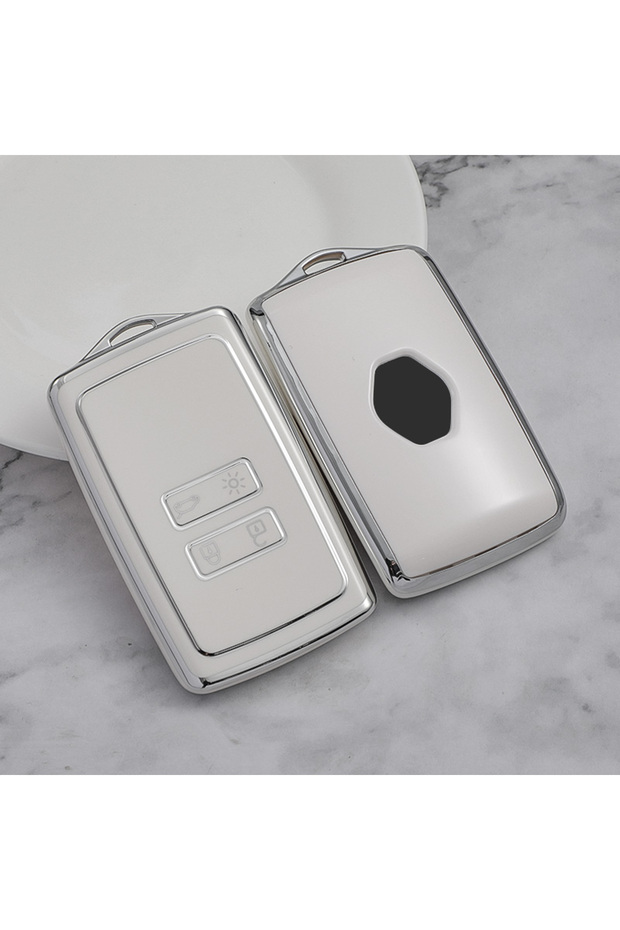 WHITE TPU Car Key Case Cover Fob Shell For Renault Koleos Kadjar Captur Megane Clio Scenic Talisman