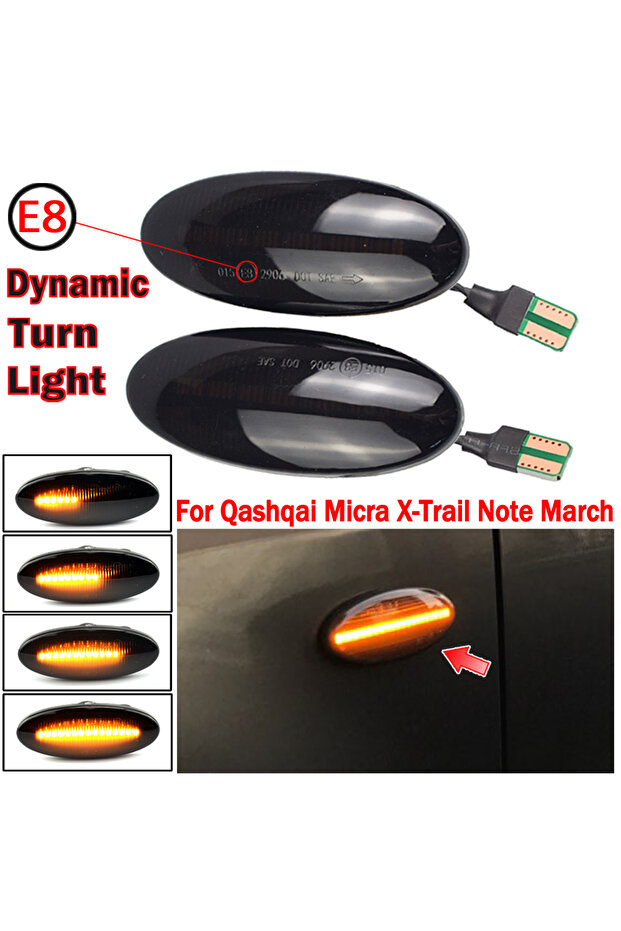 Smoky black 2PCS Side Marker Lights Dynamic LED Turn Signal Light For Nissan Qashqai J10 X-trail T31