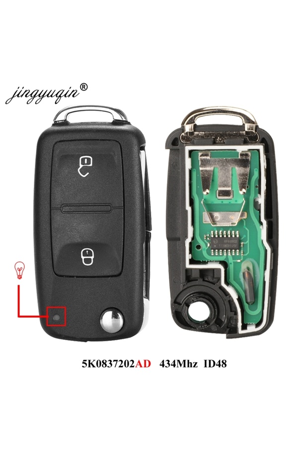 jingyuqin 2BTN Flip Remote 7E0 837 202 AD Car key 434MHz ID48 for VOLKSWAGEN VW Amarok Transporter M