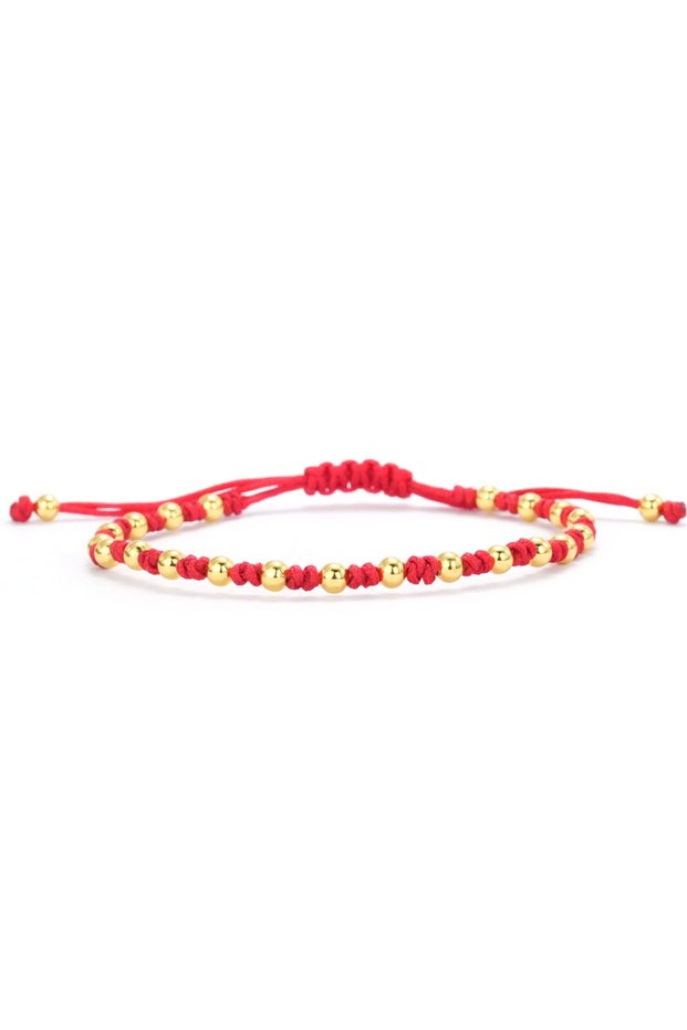 Red Red Black Rope Chain String Gold Color Beads Men Women Adjustable Fine Rope Bracelet Couple Frie
