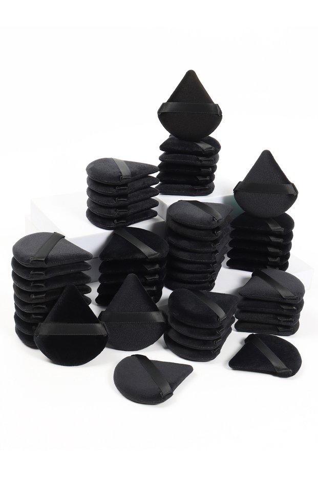 50 Pieces Black Triangle Powder Puff Facial Makeup Sponge Soft Velvet Cosmetics Puff Mixer Beauty Fo