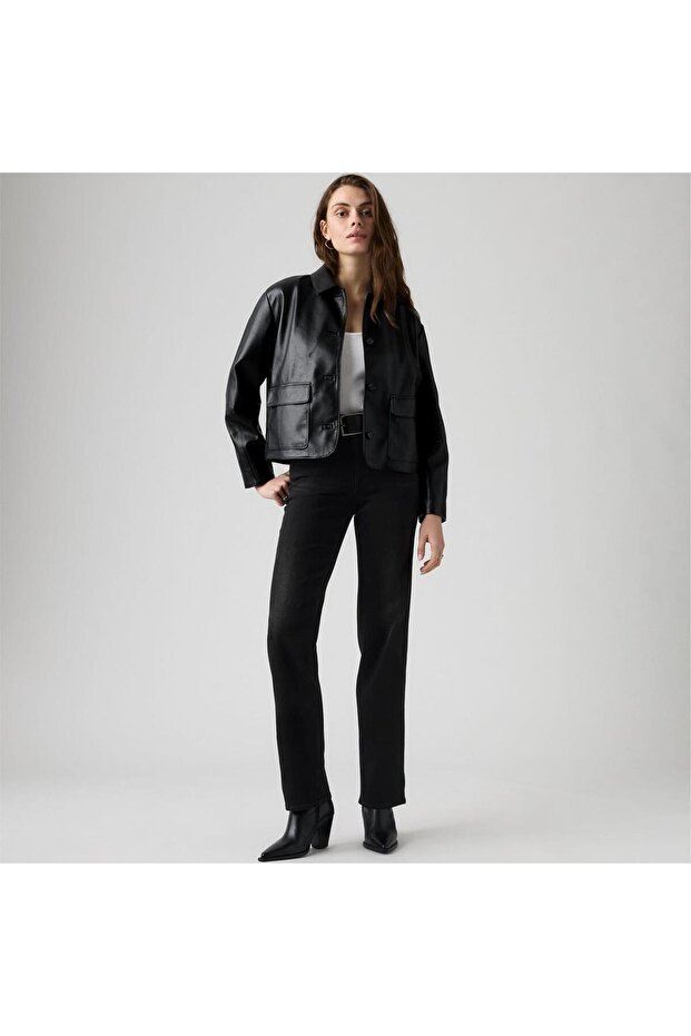 723 High Waist Straight Cut Black Women's Jeans