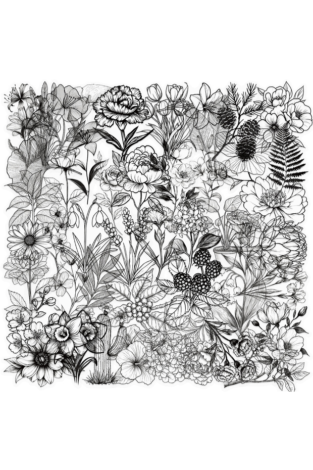 50PCS ALL 50pcs Black and White Plants Pattern Stickers Perfect for DIY Phone Cases Water Cups PET S