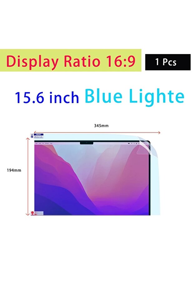 15 Blue 345x194mm 15.6 Inch Display Ratio 16:9 Notebook Screen Protector Soft Film For DELL/ASUS /Sa