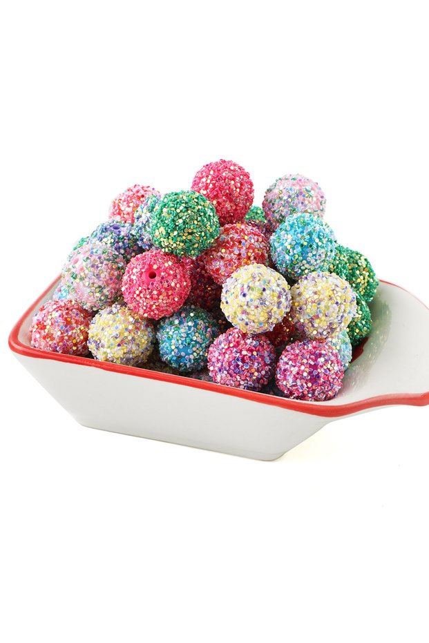 20mm 20pcs G68 mix color 20Pcs Mix Colors 20mm Round Acrylic Beads Loose Rhinestone Bead Sugar Beads