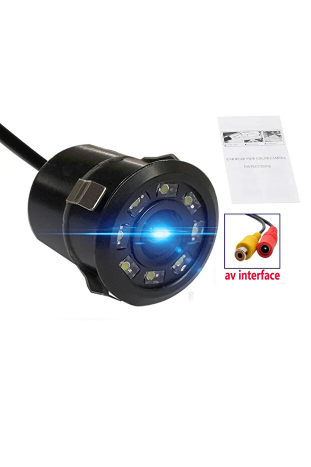 CVBS 8LED Universal Infrared 18.5 Circular Perforated HD Night Vision Wide-Angle Waterproof Car Imag