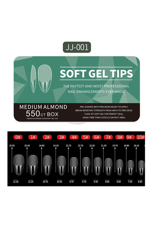 JJ-001 Box 550pcs Translucent Frosted Nail Tips Soft Almond Coffin Square Acrylic Soft Full Cover Fa