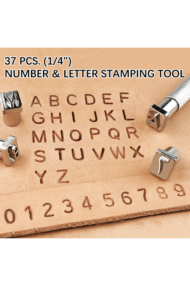 6.5mm Letters Stamping Kit 37Pcs Leather Embossed Tools Metal Alphabet Number Leather Stamp Punch To