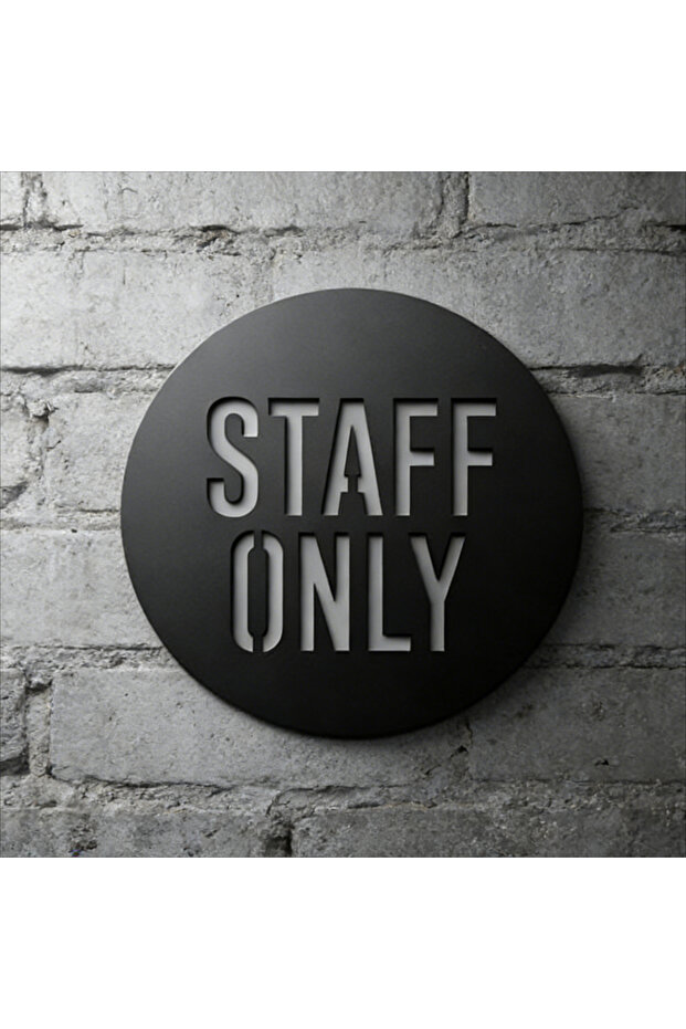 20cm YKL01040-Black Laser Cut Acrylic 3D Sign "Staff Only" Self-Adhesive Door Decor for Office Resta