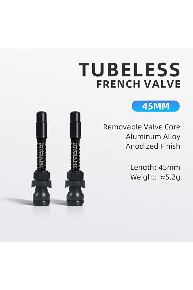 2 pcs Black 45mm 2 Pcs CYCLAMI Bicycle Tubeless Valve Aluminum Alloy Presta Removable Detachable Val