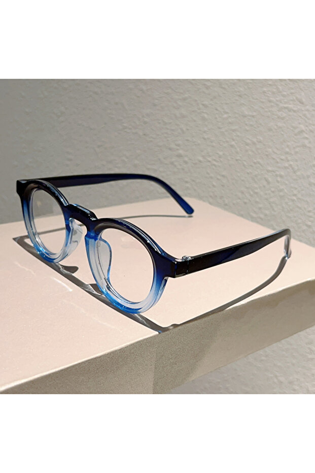 gradient blue transparent lenses KAMMPT Round Glasses Men 2026 New Fashion Gradient Rim Optical Fram