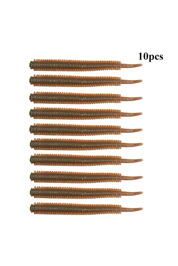 80mm 10pcs BRAVMACK-Bionic Sea Sandworms Soft Bait Fishing Lures, Artificial Bait, Road Runner, 10Pc