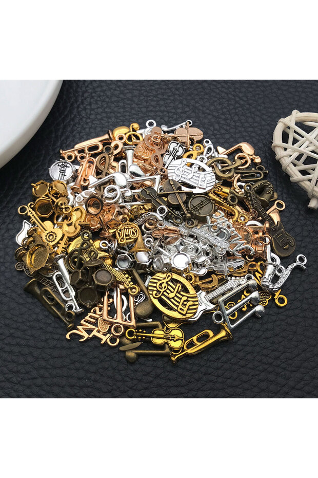 SN898-100pcs 20/100pcs Multi-Finish Music Charms - 5-Tone Craft Components for DIY Jewelry