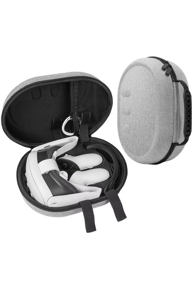 Grey Black Hard Carrying Case Compatible with Oculus/Meta Quest 3, Suitable for Travel Portable Prot