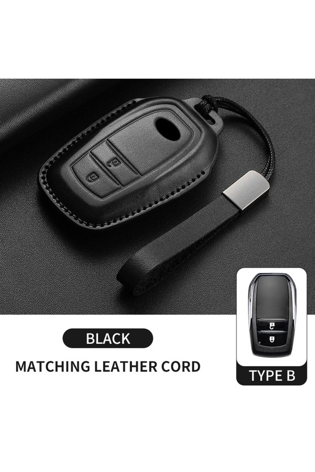 Black B2 New Leather Car Remote Key Case Cover Shell For Toyota Prius Camry Corolla Avalon CHR RAV4