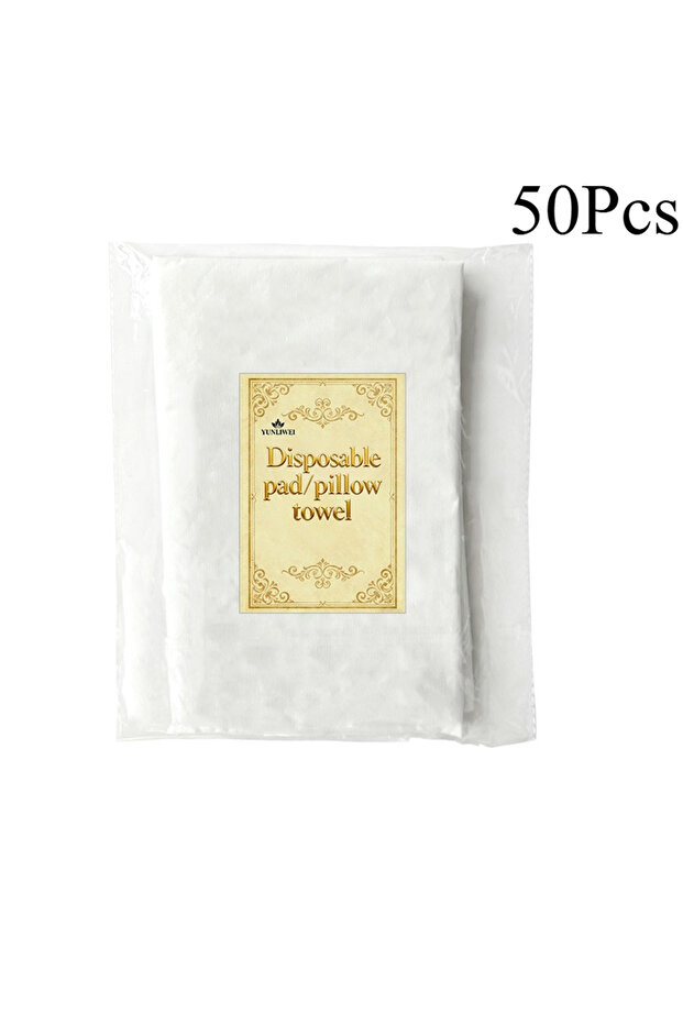 B-50Pcs 5-Star Hotel Disposable Pillowcase Non-Woven Fabric Luxe Cover: Soft Skin-Friendly Breathabl