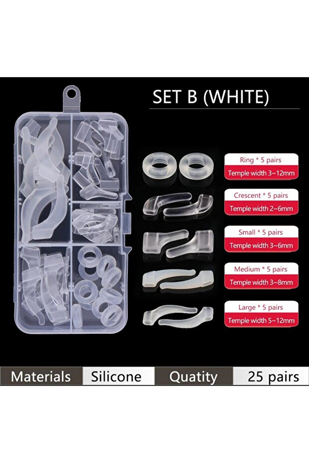WHITE 25 Pairs Eyeglasses Retainers Premium Silicone Anti-Slip Eyeglass Holder Comfort Ear Grip Hook