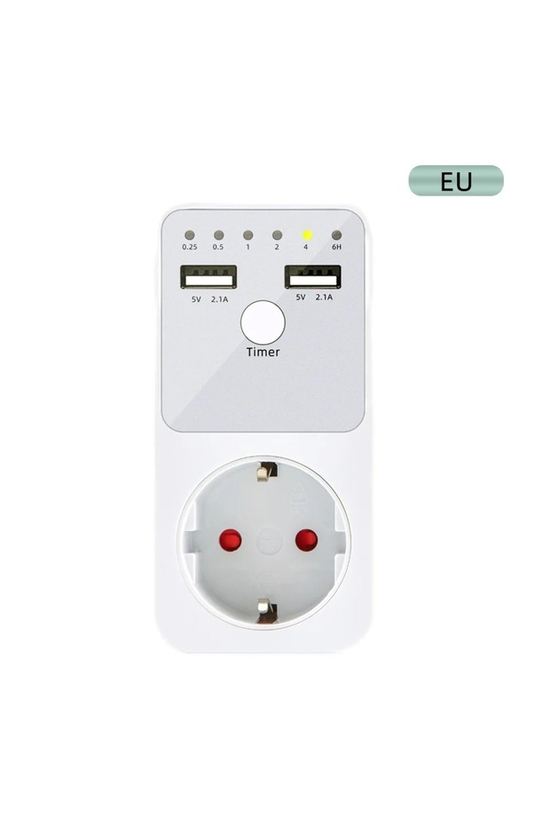 EU Plug Electronic Timer Switch 6 Hour Programmable Countdown Intelligent Timing Outlet Socket USB I