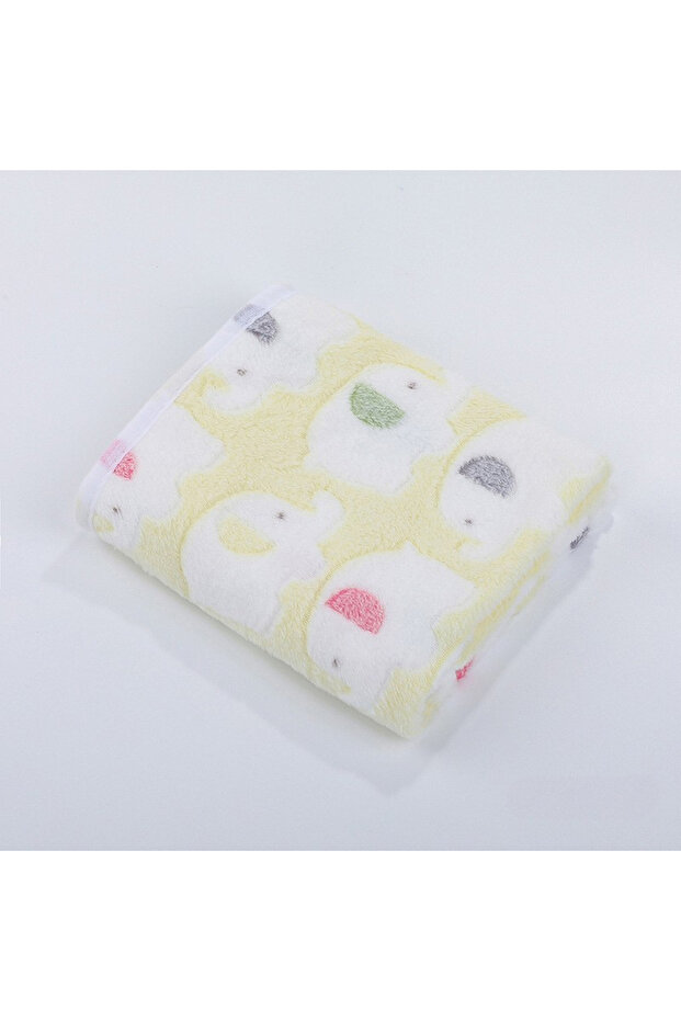 100X75CM Yellow Cute Elephant Baby Blanket Newborn Swaddle Wrap Bedding Soft Warm Infant Quilt Coral