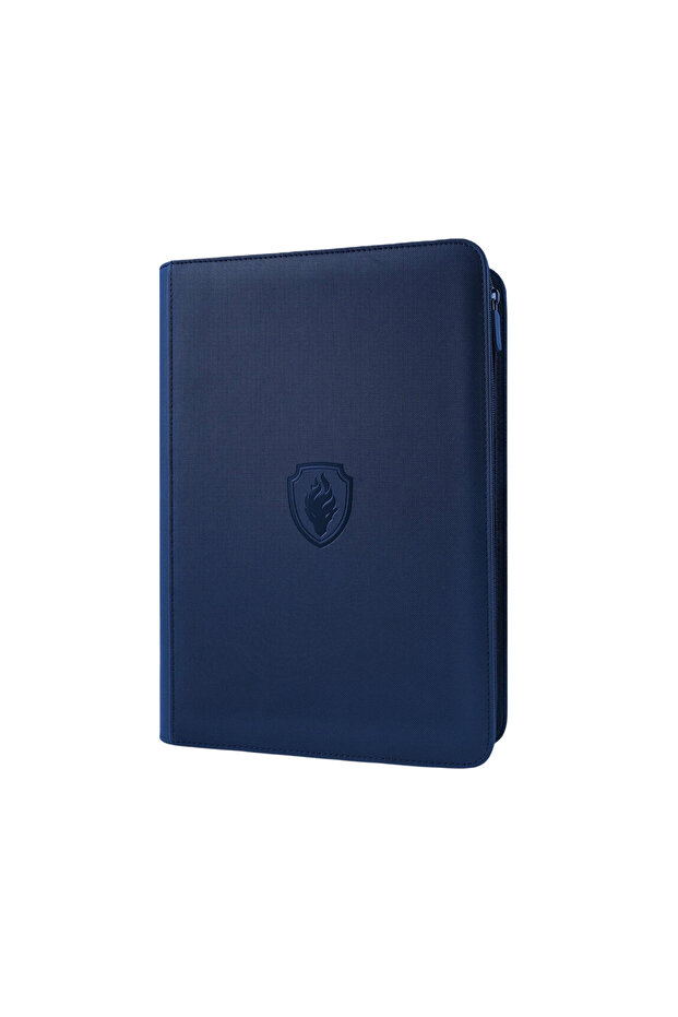 Blue 9 Pocket Trading Card Binder, PU Cover Zipper Card Collection Album, Sturdy 360 Side-Loading Ca