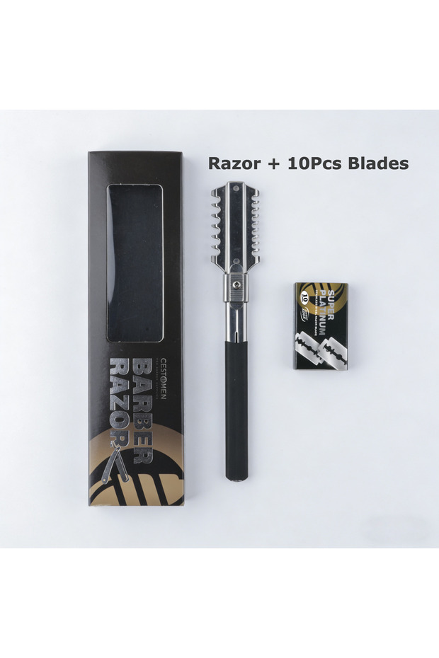 Razor with 10 Blades Professional Double Edge Thinning Razor for Hair Styling Stainless Steel Barber