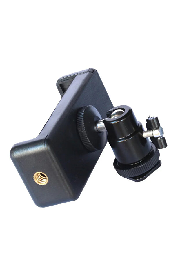 black 1/4" Phone Clip Holder Hot Shoe Phone Holder Mount For DSLR Camera With 1/4"-20 Thread Cell Ph