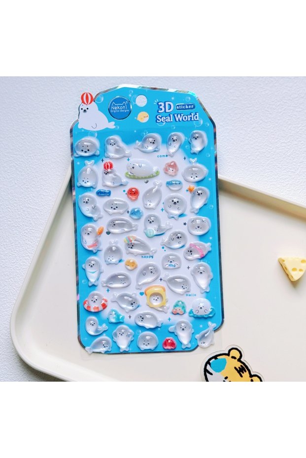 Seal world NEKONI Cute Animals Seal Bear Penguin 3D Stickers Scrapbooking DIY Journaling Stationery