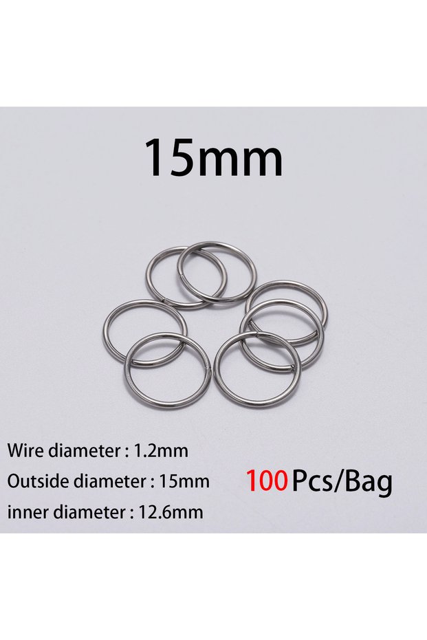 1.2 x 15mm 100pcs 30-200Pcs 3-25mm Stainless Steel Split Ring Open Single Loops Jump Rings Connecto