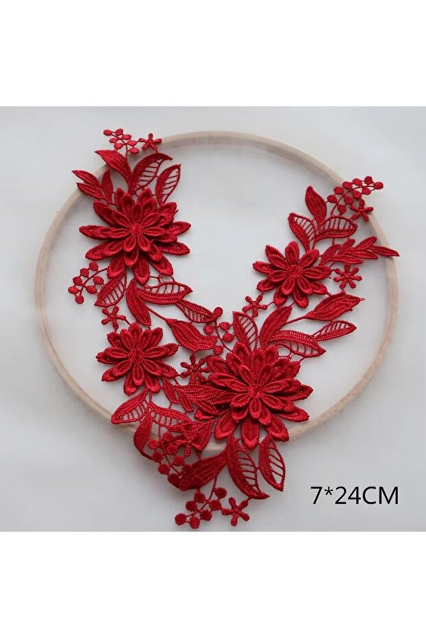 1Pair Bordeaux 5Pairs-1Pair. Exquisite Water Soluble 3D Lace Mirror Flowers .Applique for DIY Sewing