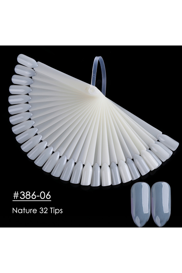 386-06 50pcs False Nail Display Tips Clear Nature Color Chart Oval Fan Style UV Gel Polish Swatch Sh