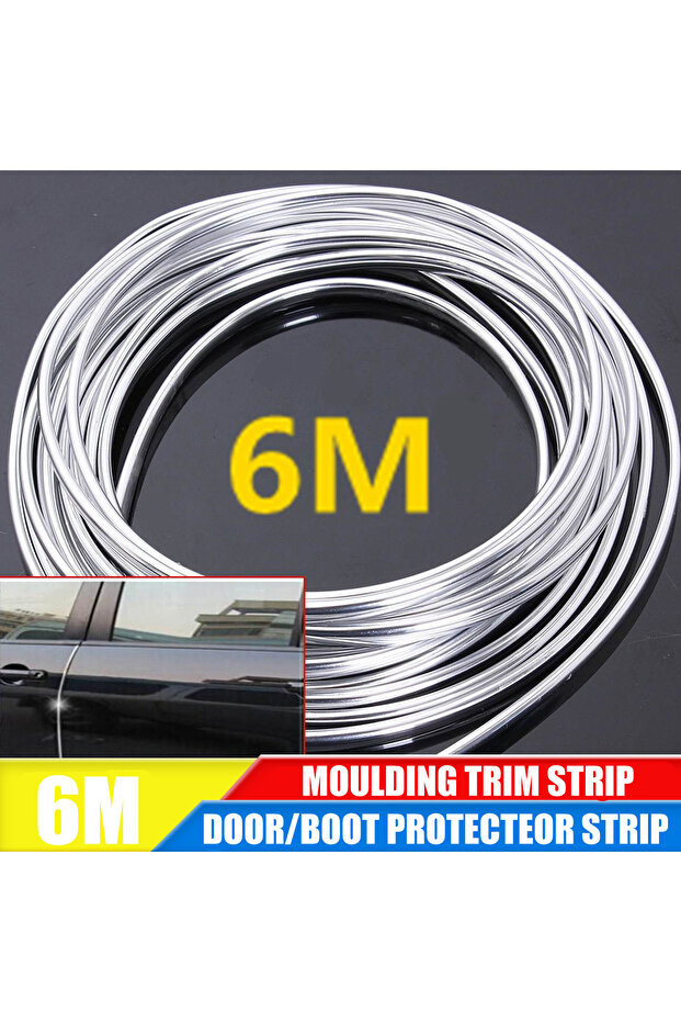 6M Car Door Chrome Moulding Trim Strip Edge Scratch Guard Protector Cover Strip Roll Chrome Styling