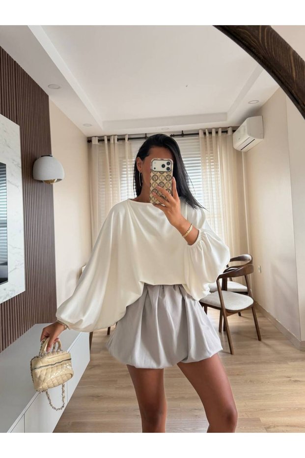 Oversize Modal Blouse with Elasticated Bat Sleeves
