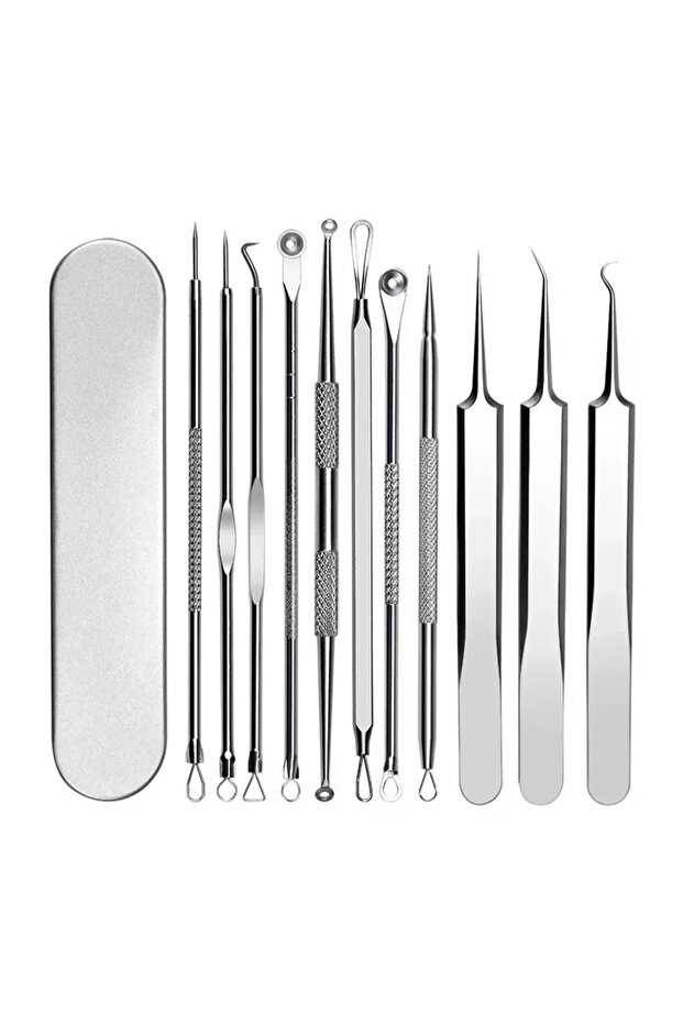 11Pcs Stainless Steel Acne Blackhead Removal Needles Kit Black Spot Blemish Pimple Removal Needle De