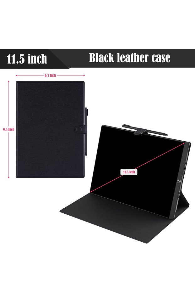 Black 11.5 Inch LCD Note Book & Writing Tablet With Leather Case, Electronic Drawing Board And Digit