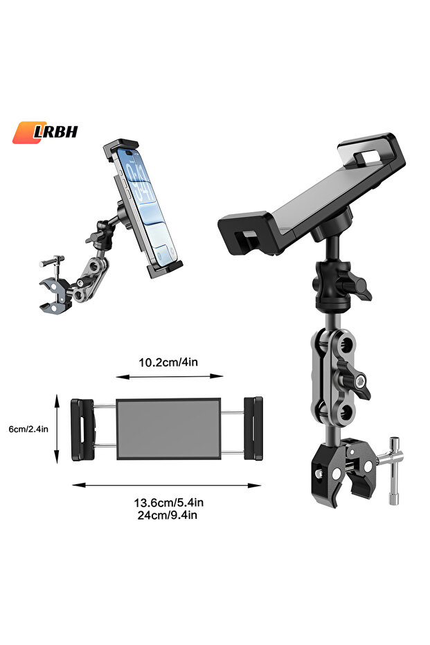Phone and Tablet Holder for Treadmill/Spin Bike/Stroller/Wheelchair/Golf Cart/Poles/Music Stand/Stat