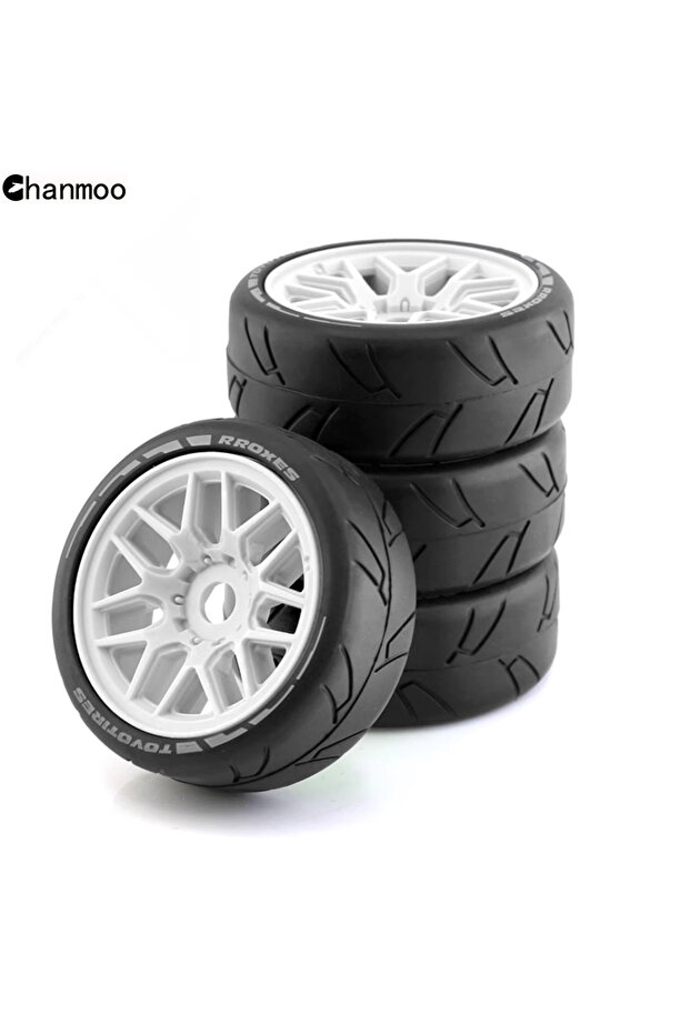 4 pcs white 4Pcs 1:8 RC Off Road Buggy Rally Car Tires 103mm Wheel 17mm Hex for 1/10 RC Car HSP Hoba