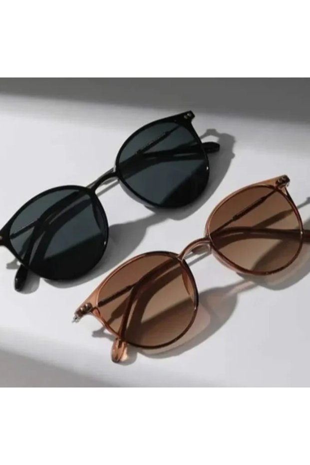 black brown 2PCS Women Cute Skinny Cat Eye Eyewear Men Vintage Narrow Cateye Sunglasses Fashionable